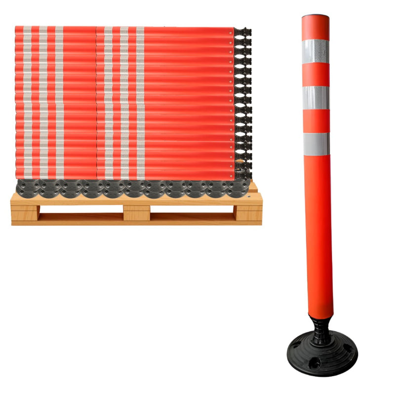 Image of Flexible Delineator Post - 36" Height - Surface Mount - Orange - Bulk Pallet - 100 Pcs